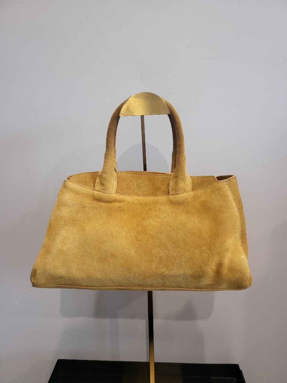 Zara mini split suede city bag in yellow